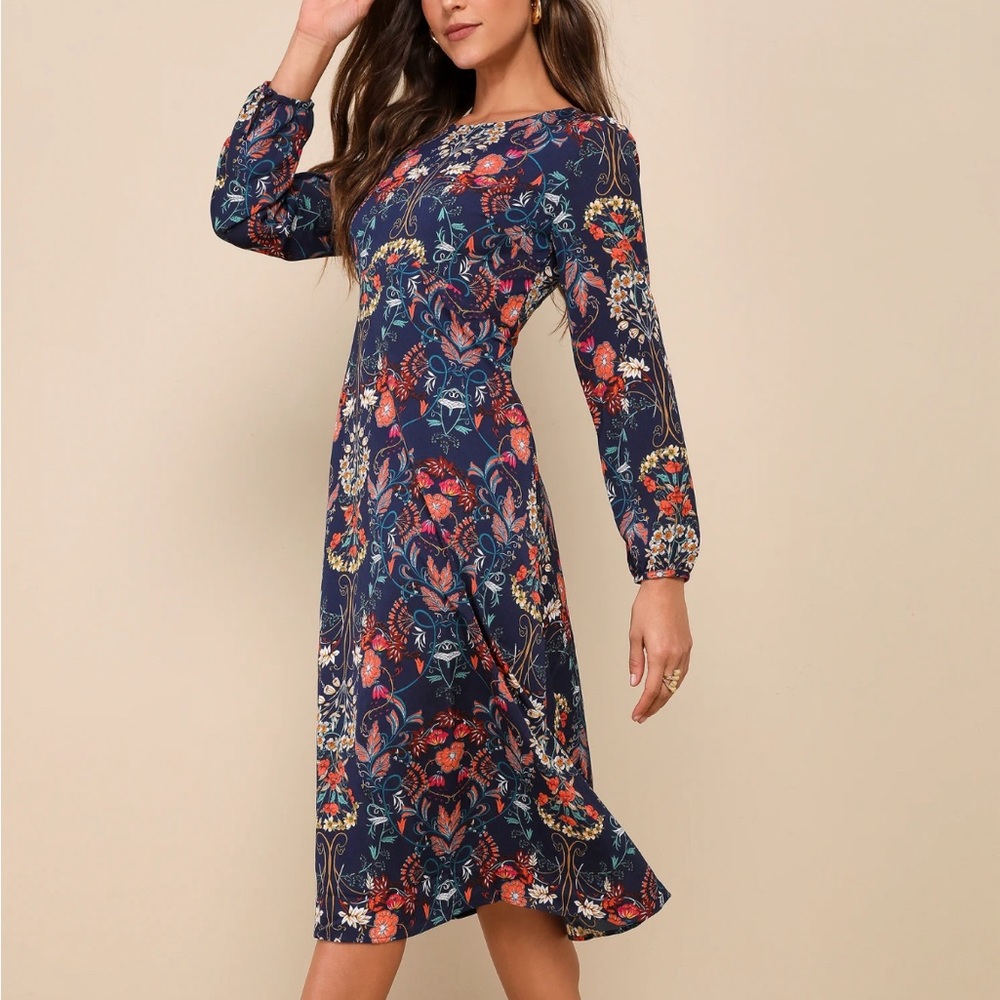 Midi Floral Long Sleeve Dress